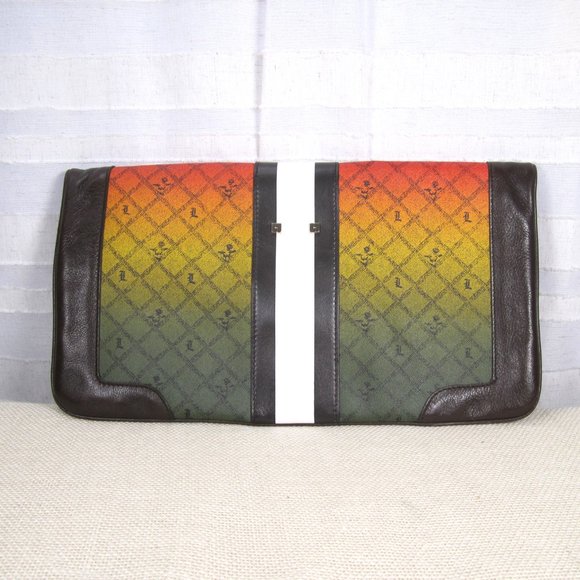 L.A.M.B. Carlisle Foldover Clutch in Ombre Rasta with Dust Bag - Gwen Stefani - Picture 3 of 16